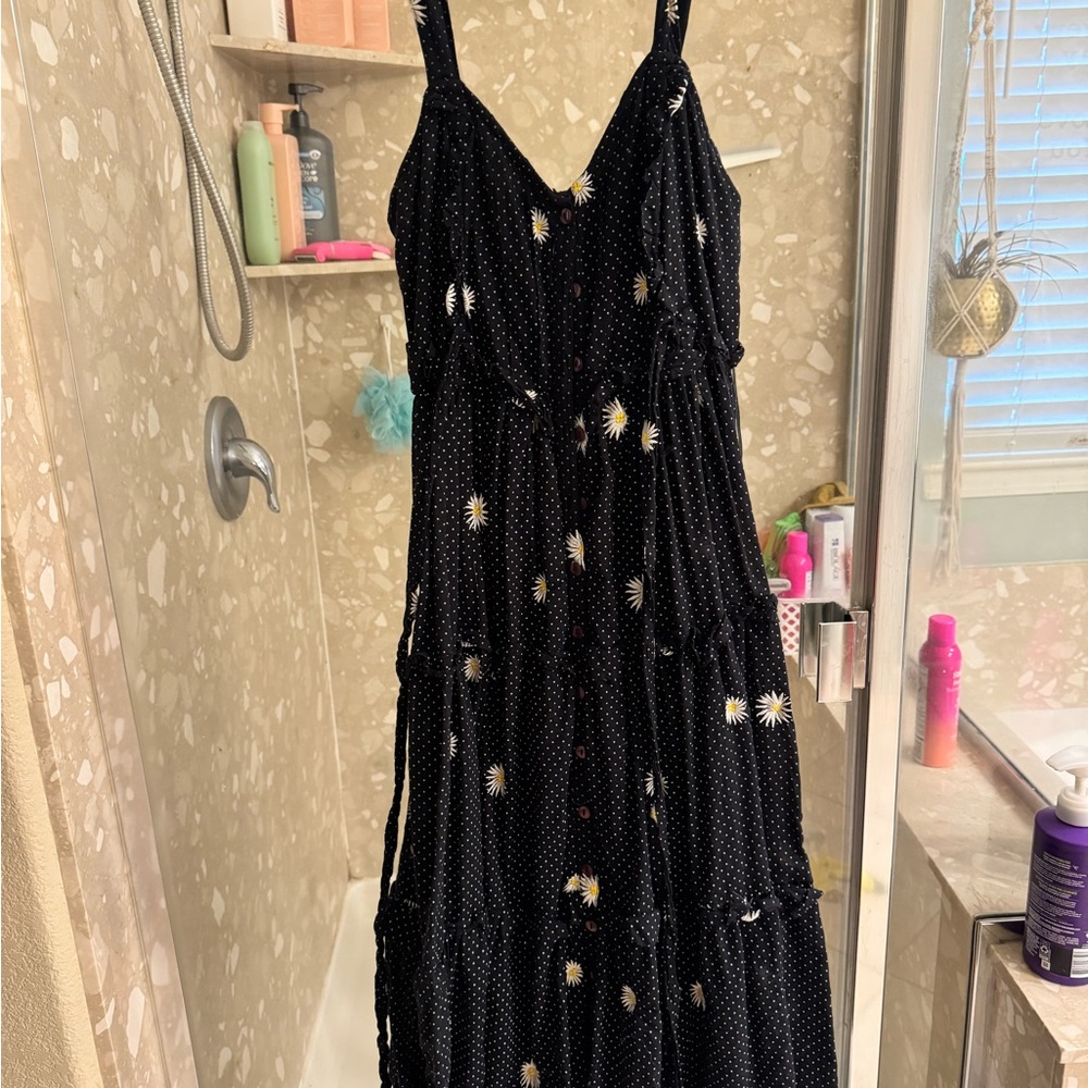 Free People Black Daisy Midi Sundress